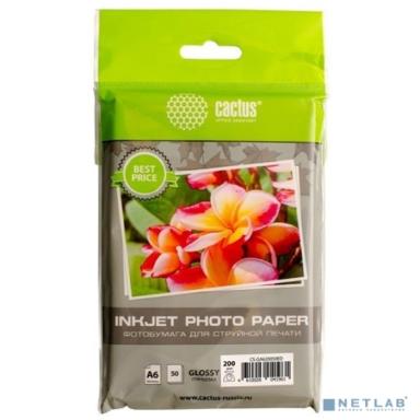 CACTUS CS-GA620050ED Фотобумага A6/200г/м2/50л./белый глянцевое для струйной печати
