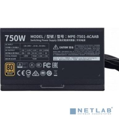 Power Supply Cooler Master MWE Bronze, 750W, ATX, 120mm, 8xSATA, 4xPCI-E(6+2), APFC, 80+ Bronze [MPE-7501-ACAAB-EU]
