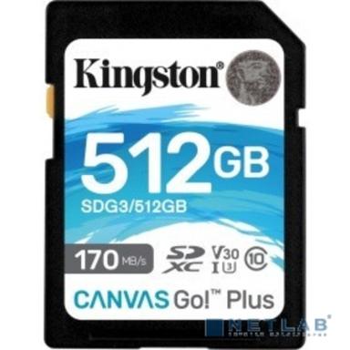 SecureDigital 512Gb Kingston SDXC Class 10 UHS-I U3 V30 Canvas Go Plus 170MB/s SDG3/512GB