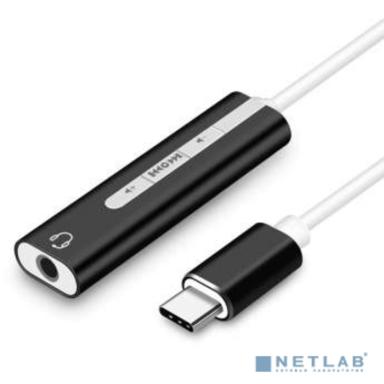 ORIENT AU-05PLB, Адаптер USB to Audio (звуковая карта), jack 3.5 mm (4-pole) для подключения телефонной гарнитуры к порту USB Type-C, кнопки: громкость +/-, играть/пауза/вперед/назад; Windows/Linux/MA