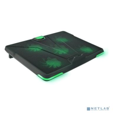 CROWN  Подставка для ноутбука CMLS-132 ( до 19" Размер 390*295*30 мм , кулеры: D110mm*1+ D85mm*4, зелёная led подсветка, регулятор скорости, 3 уровня наклона)