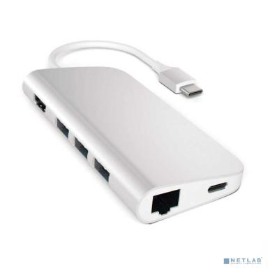 Satechi [ST-TCMAS] Адаптер USB Aluminum Multi-Port Adapter 4K with Ethernet/USB-C/USB Type-C/ 3xUSB 3.0 /4K HDMI/Ethernet RJ-45/SD/micro-SD/ Aluminum Multi-Port Adapter 4K with Ethernet}