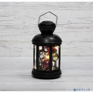 Neon-night 513-061 Декоративный фонарь с шариками 12х12х20,6 см, черный корпус, теплый белый цвет свечения