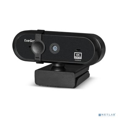 Exegate EX287383RUS Веб-камера ExeGateStream HD 4000 4K UHD T-Tripod (матрица 1/3" 8 Мп, 3840x2160, 32fps, 4-линзовый объектив (стекло), автофокус, шторка, USB, микрофон с шумоподавлением, поворотное 