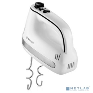 BRAYER 1301BR Миксер 250 Вт, 5 скорост, 2 венчика, 2 насадки для замеса, Turbo, белый
