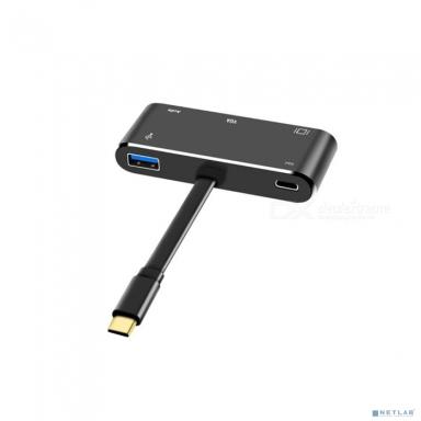 ORIENT Кабель-адаптер C032, USB3.1 Type-C (DisplayPort Alt mode) -> HDMI+VGA+Audio+USB3.0+PD(Type-C), 4K@30Hz/ 1080p@60Hz, 0.15 метра, черный (31090)