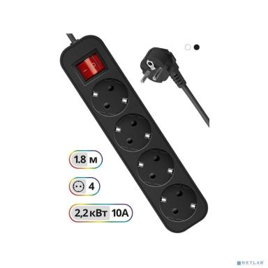 Defender Удлинитель G418 1.8 м, 4 розетки [99337] выключатель, с заземлением