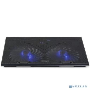 CROWN Подставка для ноутбука CMLS-401 (до 17"  Ш*Г*В: 390*270*27 мм. , кулеры: 2*D150*20 мм, синяя подсветка,  3 уровня наклона)
