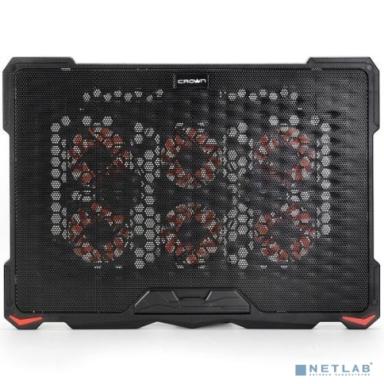 CROWN Подставка для ноутбука CMLS-402 (до 17"  Ш*Г*В: 415*295*25 мм. , кулеры: 6*D70*15 мм, регулятор оборотов, красная подсветка,  4 уровня наклона)