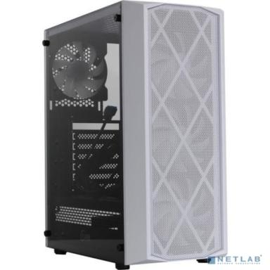 Powercase CMRMW-L4 Корпус Rhombus X4 White, Tempered Glass, Mesh, 4x 120mm 5-color LED fan, белый, ATX  (CMRMW-L4)