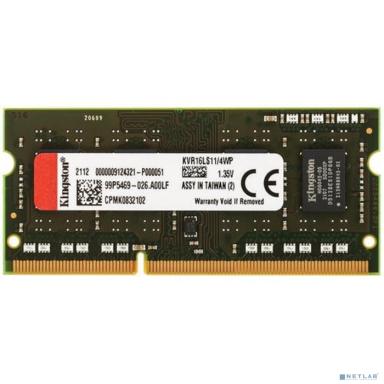 Kingston DDR3 SODIMM 4GB KVR16LS11/4WP PC3-12800, 1600MHz, 1.35V