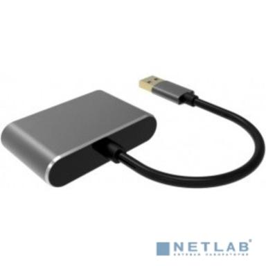 VCOM  CU322M Кабель-переходник USB 3.0 (Am) --> HDMI(f)+VGA(f), Aluminum Shell