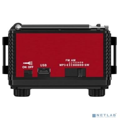 SVEN SRP-355, красный, радиоприемник, мощность 3 Вт (RMS), FM/AM/SW, USB, SD/microSD, фонарь, встроенный аккумулятор