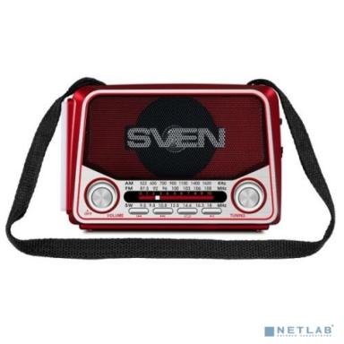 SVEN SRP-525, красный, радиоприемник, мощность 3 Вт (RMS), FM/AM/SW, USB, microSD, фонарь, встроенный аккумулятор