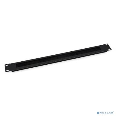 Cabeus SH-J004A-BK Кабельный органайзер горизонтальный 19" 1U, с щеточным вводом, металлический, цвет черный (RAL 9004)