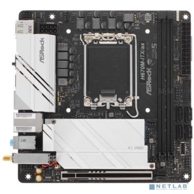 Asrock H670M-ITX/AX {GA1700, H670, 2*DDR4, DP+HDMI, 4xSATA3 6.0,  M.2 Socket, RAID, 2xUSB 3.2, Type-C, 4xUSB 2.0, mITX}