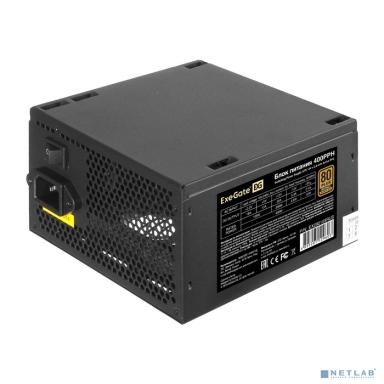 Exegate EX292159RUS-S Блок питания 400W ExeGate 80 PLUS® Bronze 400PPH (ATX, APFC, КПД 88% (80 PLUS Bronze), 12cm fan, 20+4pin, 4+4pin, 2xPCI-E, 5xSATA, 3xIDE, RTL(color box), black, кабель 220V с защ