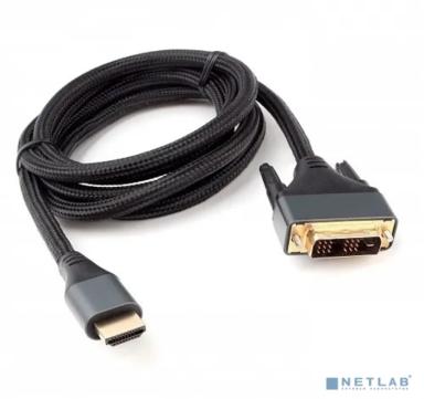 Кабель HDMI-DVI Cablexpert CC-HDMI-DVI-4K-6, 19M/19M, single link, 4K, медь, нейлоновая оплетка, метал.разъемы, 1.8м, черный, коробка