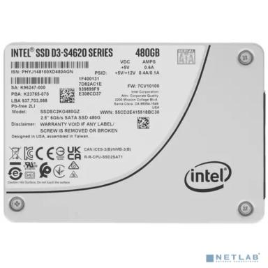 Intel SSD 480Gb S4620 серия SSDSC2KG480GZ01(1Z) {SATA3.0, 3D2, TLC, 2.5"}