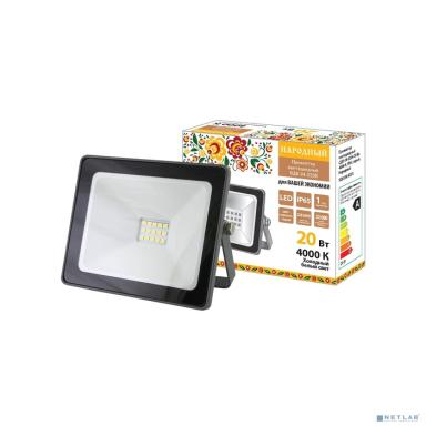 TDM SQ0336-0281 Прожектор светодиодный СДО-04-020Н 20 Вт, 4000 К, IP65, серый, Народный