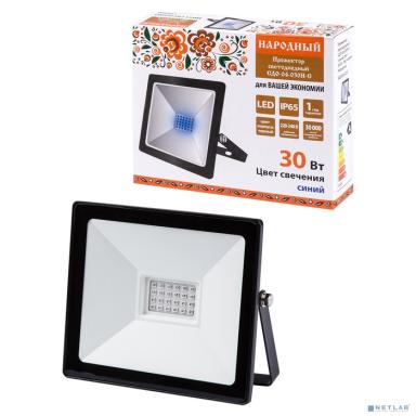 TDM SQ0336-0230 Прожектор светодиодный СДО-04-030Н-С (синий свет) 30 Вт, IP65, черный, Народный