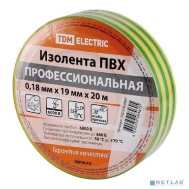 TDM SQ0526-0067 Изолента ПВХ профессиональная 0,18х19мм Желто-зеленая 20м 