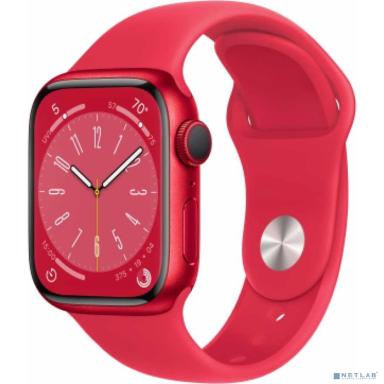 Apple Watch Series 8, 41 мм, корпус из алюминия цвета (PRODUCT)RED, спортивный ремешок цвета (PRODUCT)RED - Regular [MNP73LZ/A] (Парагвай, Чили и Уругвай)