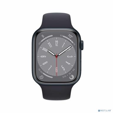 Apple Watch Series 8, 45 мм, корпус из алюминия цвета «тёмная ночь», спортивный ремешок цвета «тёмная ночь» - Regular [MNP13LZ/A] (Парагвай, Чили и Уругвай)
