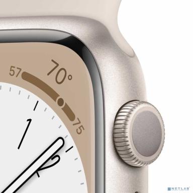 Apple Watch Series 8, 45 мм, корпус из алюминия цвета сияющая звезда, спортивный ремешок цвета сияющая звезда, размер M/L [MNUQ3LL/A] (США)