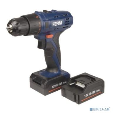 FERM Дрель безуд. акк  CDM1119, 12В, 20Нм,1,5 Ач., 2 скорости, 2 акк., Li-ion, БЗП, 6 мм., кейс [CDM1119]