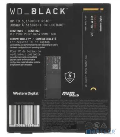 WD SSD Black SN770 NVMe, 2.0TB, M.2(22x80mm), NVMe, PCIe 4.0 x4, 3D TLC, R/W 5150/4850MB/s, IOPs 650 000/800 000, TBW 1200, DWPD 0.3 (12 мес.)