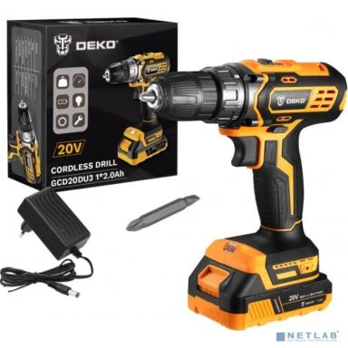 Дрель-шуруповерт аккумуляторная DEKO GCD20DU3, 20В, 1*2.0Ач [063-4144]