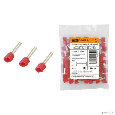 TDM SQ0521-0007 Наконечник штыревой втулочный изолированный (двойной) НШвИ (2) 1,5х12 (100 шт) 