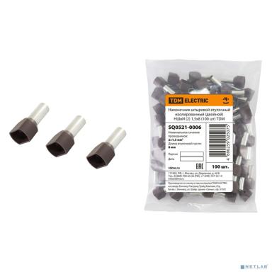 TDM SQ0521-0006 Наконечник штыревой втулочный изолированный (двойной) НШвИ (2) 1,5х8 (100 шт) 
