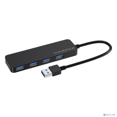 HARPER HUB-04P Black USB-концентратор, Интерфейс: 4 х USB 3.2, 1 х Micro USB Переходник: USB 3.0 / Type-C, Скорость передачи данных: до 5 Гб/с, Материал корпуса: ABC Пластик, Индикатор работы устройст