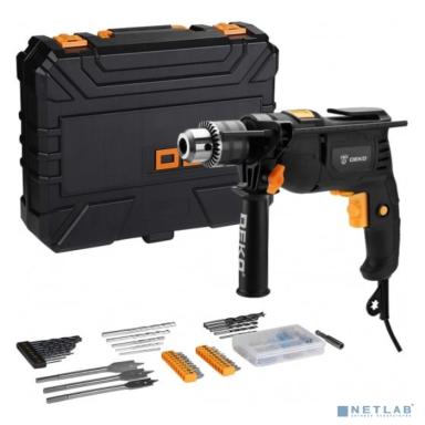 Дрель ударная сетевая DEKO DKID600W в пластиковом кейсе + набор инструментов 92 предмета