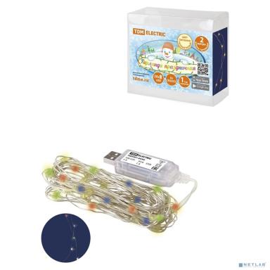 TDM SQ0361-0090 Гирлянда светодиодная "Роса 100-Д" 10 м, 100LED, многоцветн., ПДУ, USB, IP20, 