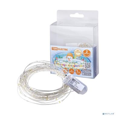 TDM SQ0361-0054 Гирлянда светодиодная "Роса20" 20LED, 2м, 3000К, 2х CR2032 , 