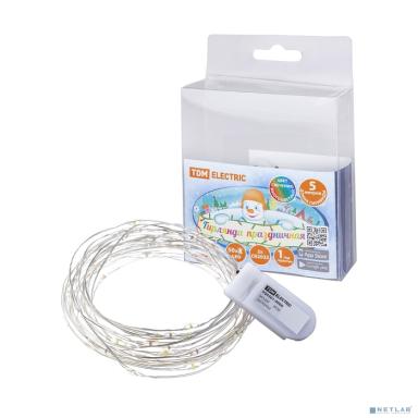 TDM SQ0361-0060 Гирлянда светодиодная "Роса50" 50LED, 5м, многоцветная, 2х CR2032 , 