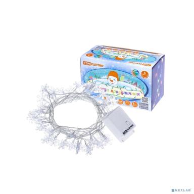 TDM SQ0361-0047 Гирлянда светодиодная "Снежинки" 50LED, 5м, 8 режимов, многоцвет., прозр. шнур, 250 В, 