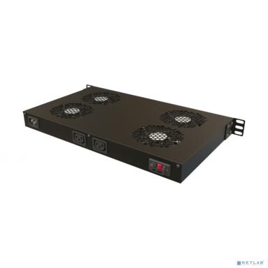 Модуль вентиляторный Hyperline (TRFA-WB-MICR-4F-RAL9004) 4 вент. с термостатом черный (упак.:1шт)