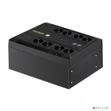 Exegate EX293853RUS ИБП ExeGate NEO NNB-600.LED.AVR.8SH.CH <600VA/360W, LED, AVR, 8*Schuko, 4*USB-порта для зарядки, Black>