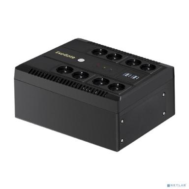Exegate EX293854RUS ИБП ExeGate NEO NNB-800.LED.AVR.8SH.CH <800VA/480W, LED, AVR, 8*Schuko, 4*USB-порта для зарядки, Black>