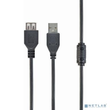 Filum Кабель удлинитель USB 2.0 Pro, 1.8 м., ферритовое кольцо,  черный, разъемы: USB A male-USB A female, пакет.[FL-CPro-U2-AM-AF-F1-1.8M] (894173)