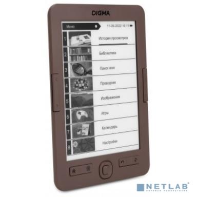 Digma E60C 6" E-ink HD Pearl 1024x758 600MHz/4Gb/microSDHC коричневый(1070243)