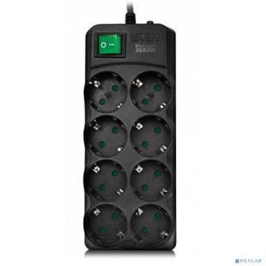 SVEN Фильтр SF-08E-16 3,0 м (8 розеток с защитными шторками,16А) черный, цветная коробка [SV-021610]