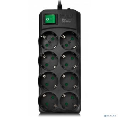 SVEN Фильтр SF-08E-16 5,0 м (8 розеток с защитными шторками,16А) черный, цветная коробка [SV-021726]