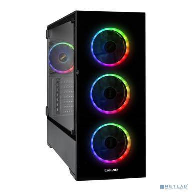 Exegate EX295116RUS Корпус Miditower ExeGate i3 MAX-PPH700 (eATX, БП 700PPH 80+Bronze 12см, 2*USB+1*USB3.0, HD аудио, черный, 4 вент. 12см с RGB подсветкой, контроллер + ПДУ, ARGB MB кабель, пылевые ф