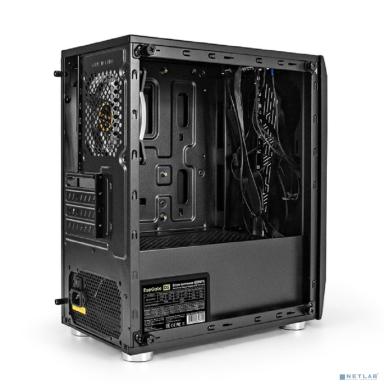 Exegate EX294472RUS Корпус Minitower ExeGate Mistery R2-NPX400 (mATX, БП 400NPX с вент. 12 см, 2*USB+1*USB3.0, аудио, черный, 1 вент. 12см с RGB подсветкой и полоса на передней панели, боковая панель 