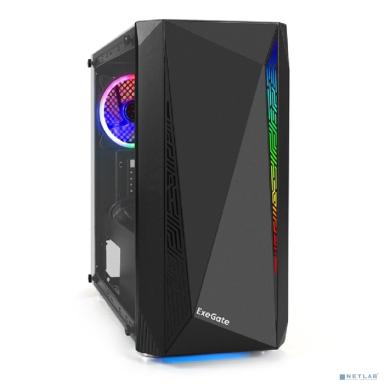 Exegate EX294474RUS Корпус Minitower ExeGate Mistery R2-NPX500 (mATX, БП 500NPX с вент. 12 см, 2*USB+1*USB3.0, аудио, черный, 1 вент. 12см с RGB подсветкой и полоса на передней панели, боковая панель 